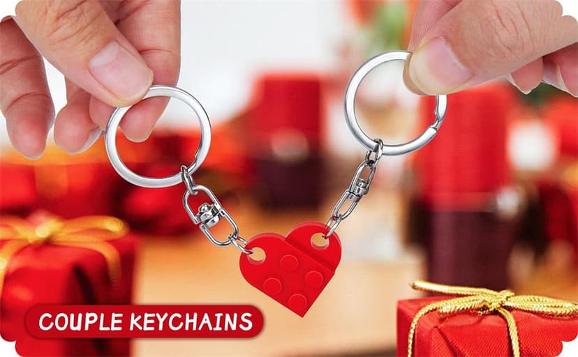 Couples Matching Stuff Gifts - Red Heart Keychain, Matching Couple Heart Keychains Decorations Christmas Valentines Day Gifts for Boyfriend Girlfriend
