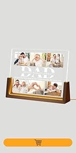 Personalized Dad Gifts for Fathers Day, Custom Fathers Day Gift from Daughter Son Kids, Customized Dad Gifts for Husband from Wife, Unique Best Dad Picture Frame with Your Photos