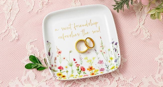 Crisky Jewelry Ring Dish for Women Christian Gifts Trinket Tray Inspirational Friendship Gifts for Friend Birthday Jewelry Tray for Her Sisters Besties Verse: Sweet Friendship –Proverbs 27:9