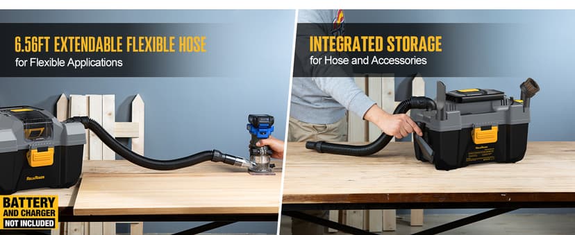 20V Cordless Vacuum Cleaner-Wet/Dry Shop Vac,2.6 Gallon Capacity,Compatible with DeWALT Batteries (Bare Tool - No Battery & No Charger),Ideal for Cleaning Car,Home Spaces,and Workshops RCSV-20