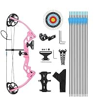 Youth Compound Bow Set 15-45 Lbs for Teens and Beginner, Package with Archery Hunting Equipment, Max Speed 260fps, Adjustable, Right Hand