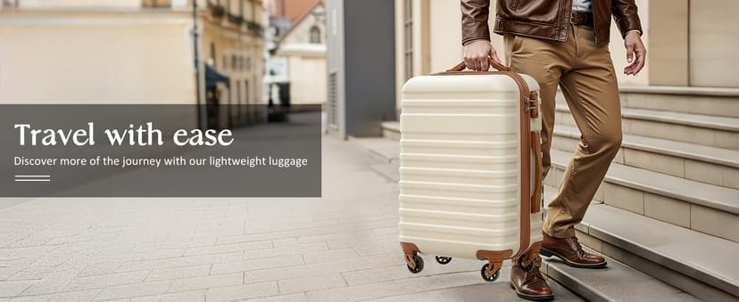 Coolife Suitcase Set 3 Piece Luggage Set Carry On Hardside Luggage with TSA Lock Spinner Wheels (White, 5 piece set)