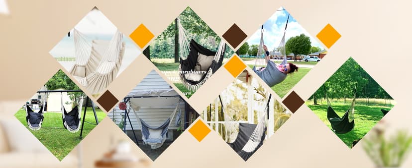 Chihee Hammock Chair Hanging Swing 2 Pillows Included,Strong Webbing Straps and Hooks for Easy Hanging Soft Cotton Hanging Chair Side Pocket Tassel Chair Comfort Indoor Outdoor Brown Stripes