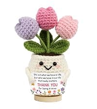 Gifts for Friends, Bestie, BFF, Bestfriend, Female, Girls - 5.51'' x 4.13'' Knitted Positive Tulip Friend Crochet Doll Best Friend Friendship Gifts for Women, Christmas Birthday Gifts for Bestie B0GCZ9SFXD
