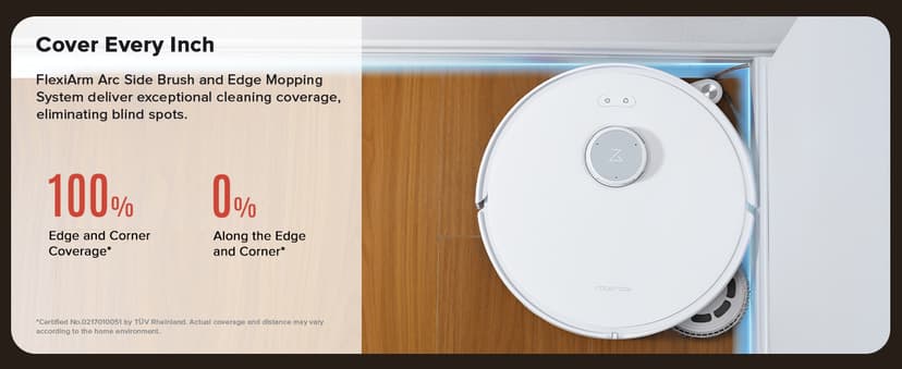 roborock Qrevo Curv Robot Vacuum and Mop, Zero-Tangling, AdaptiLift Chassis, FlexiArm Technology, Al Obstacle Recognition, 17mm Mop Lift, 18,500Pa Suction, Hot Water Mop Washing & Dock Self Cleaning