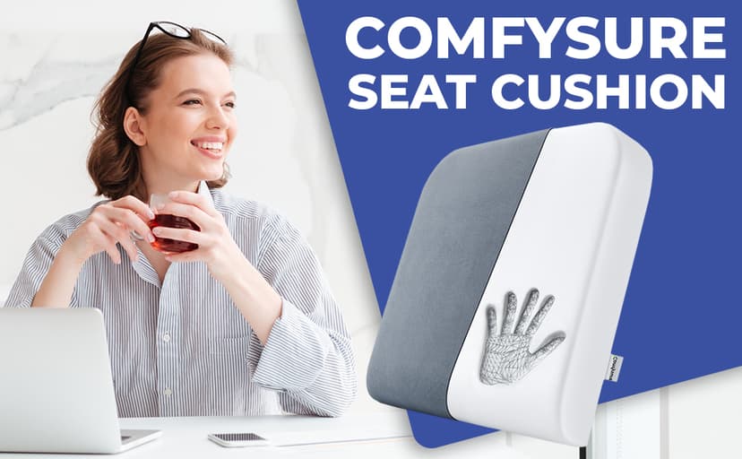 ComfySure Seat Cushion Extra Large - Firm Memory Foam Chair Pad for Recliner, Wheelchair, Office Chair, Stadium, Bleacher, Car, Floor, Patio Furniture, Bariatric Overweight Users 19”x17”x3”