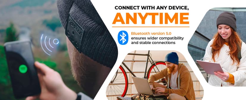 Foxelli Bluetooth Beanie Hat – 15-Hour Battery, Built-in Mic, Fully Washable, Perfect Tech Gift for Men & Women B08T6QBZC2