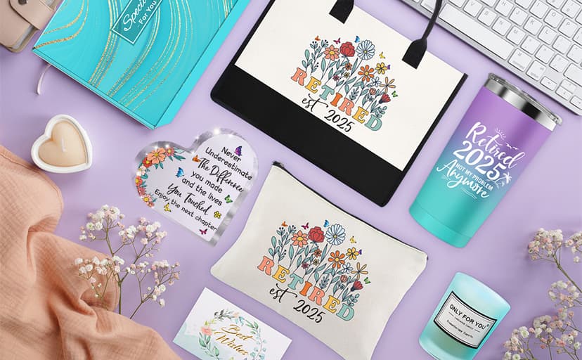 Retirement Gifts for Women, Best Happy Retirement Gifts for Teachers Nurses Coworkers Friends Grandma, Funny Retired Christmas Gift Basket for Women with 20 Oz Tumbler, Canvas Tote Bag, Makeup Bag