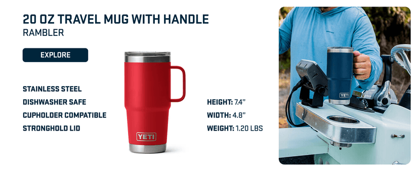 YETI Rambler 20 oz Stainless Steel Vacuum Insulated Tumbler w/MagSlider Lid