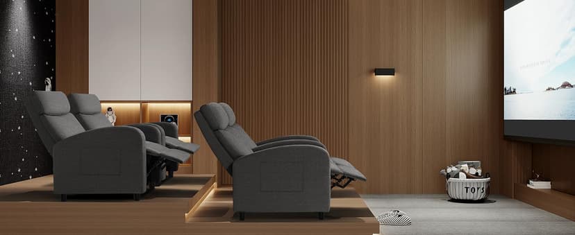 JUMMICO Recliner Chair Adjustable Home Theater Single Recliner Sofa Furniture with Thick Seat Cushion and Backrest Modern Living Room Recliners (Fabric, Aurora Grey)
