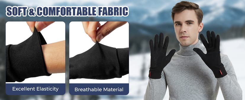 Aegend Lightweight Winter Gloves for Men Women, Warm Running Gloves Touchscreen Thermal Glove Liners for Cold Weather Driving, Cycling & Hiking, Non-Slip, Elastic Cuff, Stretchy, Durable