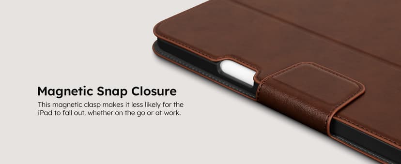 auaua Case for iPad Pro 11 Inch (M5/M4) 2025/2024, with Pencil Holder and Pocket, Multiple Angles Viewing, Magnetic Closure, Auto Sleep/Wake (Brown)