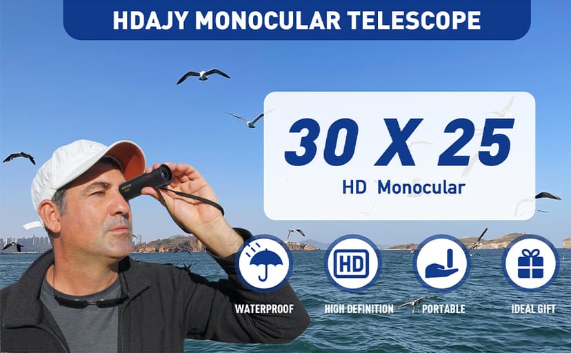 HDAJY Mini Monocular Telescope, Upgrade 30 x 25 HD Monoculars for Adults High Powered, Be Used for Stargazing, Hunting, Black