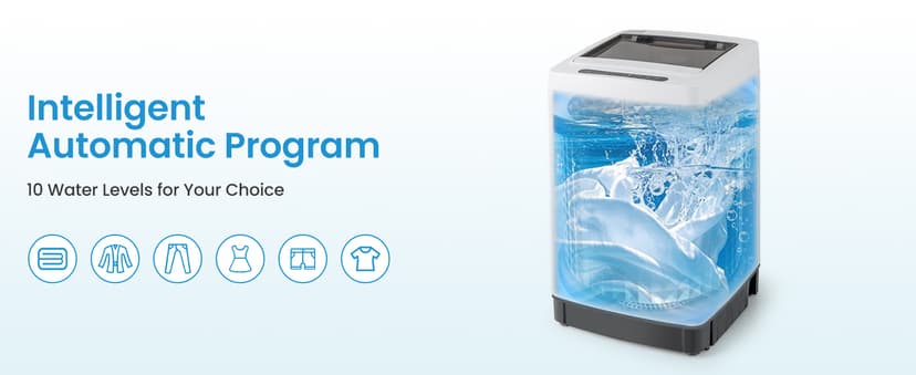 Giantex Portable Washing Machine, 1.5 cu.ft Compact Washer with Drain Pump, LED Display, 8 Programs, 10 Water Levels, Child Lock, 11 LBS Clothes Capacity for Apartment, Home, Dorms, RV (Gray & Black)