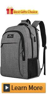 MATEIN Travel Laptop Backpack, Business Anti Theft Slim Sturdy Laptops Backpack with USB Charging Port, Water Resistant College School Computer Bag Gift for Men & Women Fits 15.6 Inch Notebook, Grey