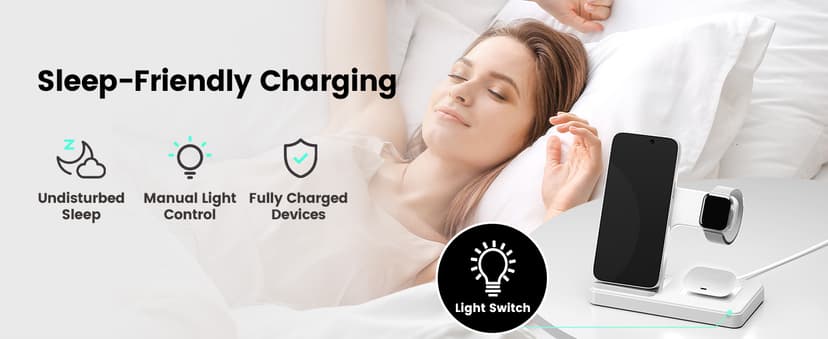 Wireless Charger Stand Charging Station: 3 in 1 Charger Stand Multiple Devices for Apple - iPhone 17 16e 16 15 14 Pro Max 13 12 - Watch 11 10 9 8 7 6 5 4 3 2 SE and Ultra Series-Airpods 4 3 Pro, White