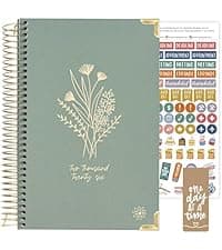 bloom daily planners HARDCOVER 2026 Planner (January to December) - A5 Task Goal Planner for Women - Monthly & Weekly Inspirational Agenda Book - 5.5" x 8.25" - Linen, Green