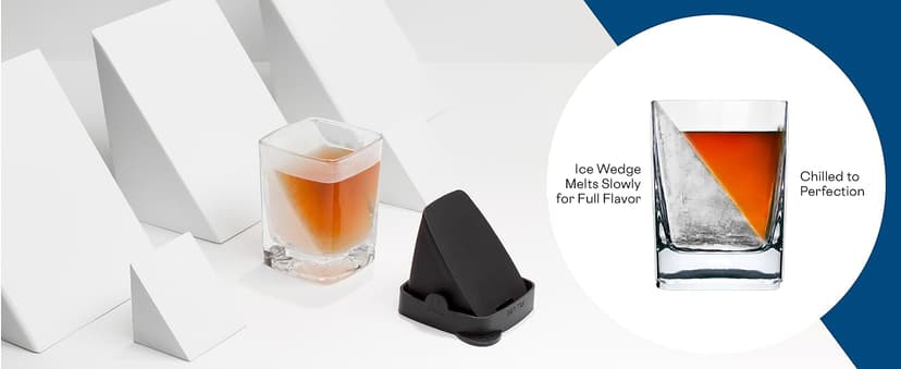 Corkcicle Whiskey Wedge - Premium Old Fashioned Glass with Silicone Ice Mold - For Bourbon, Scotch, & Spirits - Great Gift for Dad - Perfect for the Holidays - 9 oz