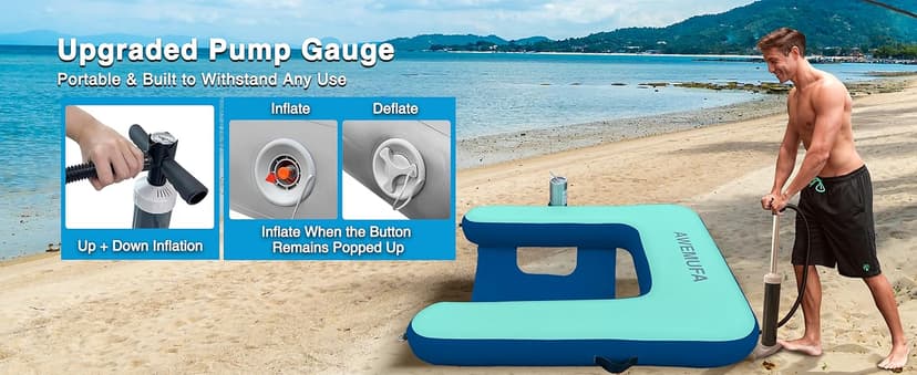 AWEMUFA Inflatable Chair for Lakes, Inflatable Floating Chair Floating Pool Lounger Float Adult, Heavy Duty Lake Floats Outside Tanning Pool Hangout Armrest Floaties