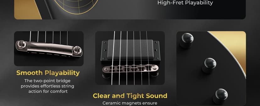 Fesley 39" LP Electric Guitar Kit: Full Size Solid Body Electric Guitars for Beginners with Humbucker Pickups, Poplar Body, Mahogany Neck,22 Frets,6 String Guitar with Gig Bag,Cable,FLP350,Matte,Black