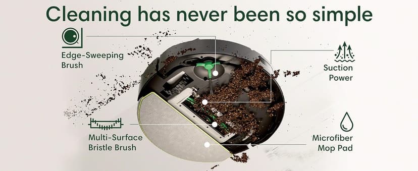 iRobot Roomba 104 2in1 Vacuum & Mop Robot - Self-Empties for 75 Days, Intense Power-Lifting Suction, Vacuums All Floors, Ideal for Pet Hair, LiDAR Smart Navigation Mapping, Mops Hard Floors