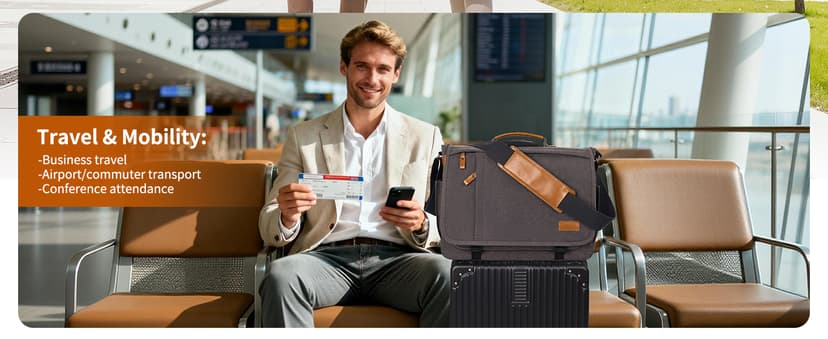 ESTARER Men Messenger Bag 17-17.3 Inch Laptop Bag Water-resistant Canvas Computer Shoulder Bag Briefcase for Work College Travel, Grey