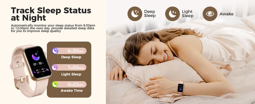 Smart Watch Fitness Tracker (Answer/Make Call), 24/7 Heart Rate Spo2 Blood Pressure Monitor Sleep Tracker, 114 Sports Modes Pedometer Calorie Step Tracker, Waterproof Activity Tracker for Women