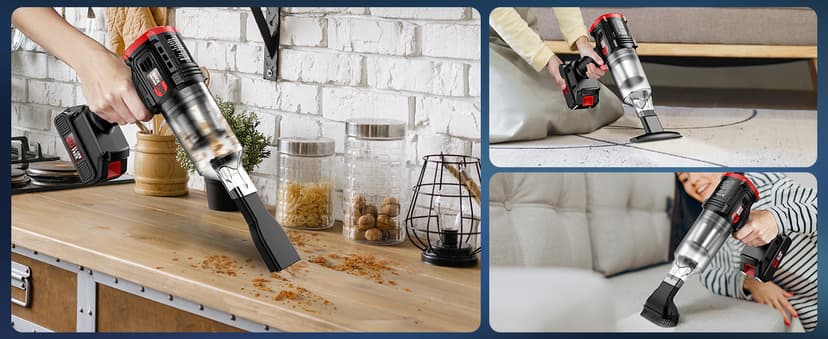 ONAVOT Handheld Vacuum Cleaner Cordless - 35000PA Strong Suction for Car & Home, Car Vacuum Portable Rechargeable Lightweight for Pet Hair with HEPA Filter, Quick Clean in Office/Desk/Couch (Red)