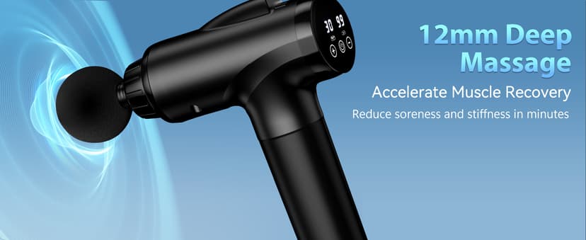 Massage Gun Deep Tissue, Handheld Electric Muscle Massager, High Intensity Percussion Massage Device for Pain Relief with 9 Attachments & 30 Speed(Black)