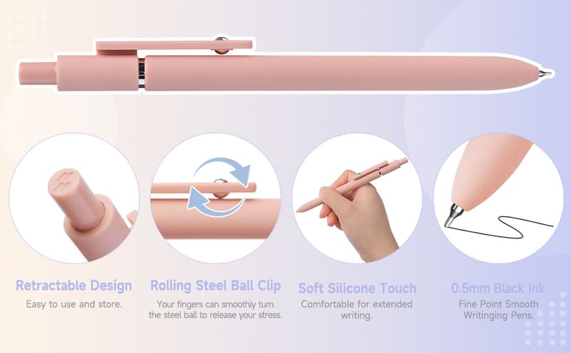 Gel Pens, 5 Pcs 0.5mm Black Ink Pens Fine Point Smooth Writing Pens, High-End Series Pens for Journaling Note Taking, Cute Office School Supplies Gifts for Women Men (Morandi)