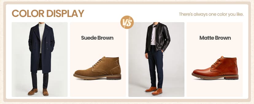 Arkbird Mens Chukka Boots, Genuine Suede Leather Classic Fashion Casual Ankle Lace-up Dress Boots for Men