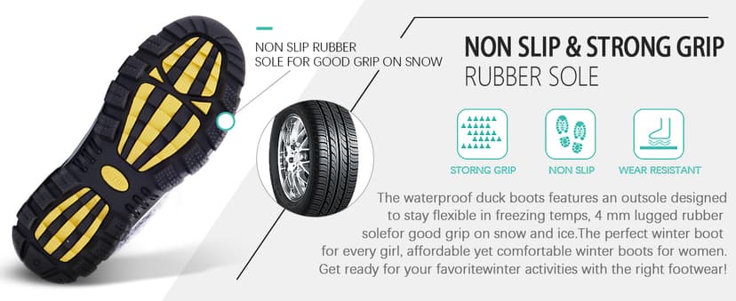 EARLDE Women's Snow Boots Waterproof Winter Boots Mid-Calf Outdoor Lightweight Warm Faux Fur Lined with Non-slip Sole