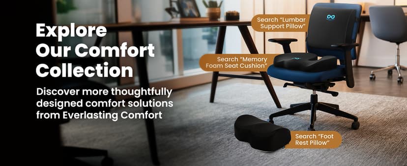 Elevate Series by Everlasting Comfort Doctor Recommended Memory Foam Seat Cushion for Office Chairs & Car - Ergonomic Desk Accessories - Cushions for Tailbone Pain Relief (Charcoal Black, Large)