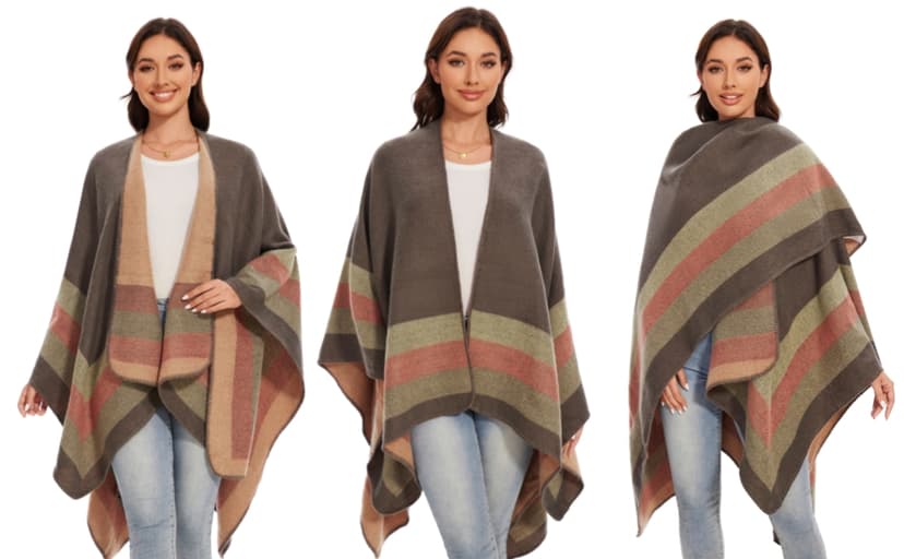 Shawl Wraps for Women, Elegant Knitted Cape Open Front Poncho Scarf Blanket Cardigan Coat for Spring, Autumn, and Winter B0B7B2BH9P