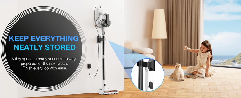 Maircle Cordless Stick Vacuum Cleaner for Home, Lightweight Rechargeable Vacuum with 55min Runtime, Powerful Suction, Green LED Headlight, 9-in-1 Pet Hair Carpet & Hardwood Floor Cleaner