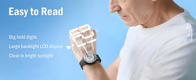 EZON Heart Rate Monitor and Chest Strap, Exercise Heart Rate Monitor, Sports Watch with HRM, Waterproof, Stopwatch, Hourly Chime T007