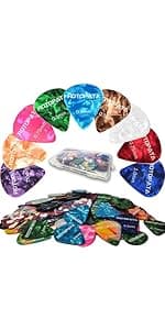 ROTOPATA Acoustic Guitar Strap with Pick Holders, Adjustable Leather Straps with 2 Buttons 2 Locks 3 Guitar Picks, Guitar Accessories for Electric Bass Ukulele, Black