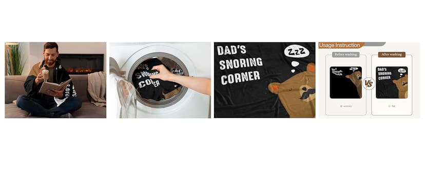 Niyewsor Blanket Gifts for Dad, Funny Dad's Snoring Corner Blanket, Dad Birthday Gift from Daughter Son, Present for Father/Daddy/Stepdad on Fathers Day, Christmas, 60"x50"