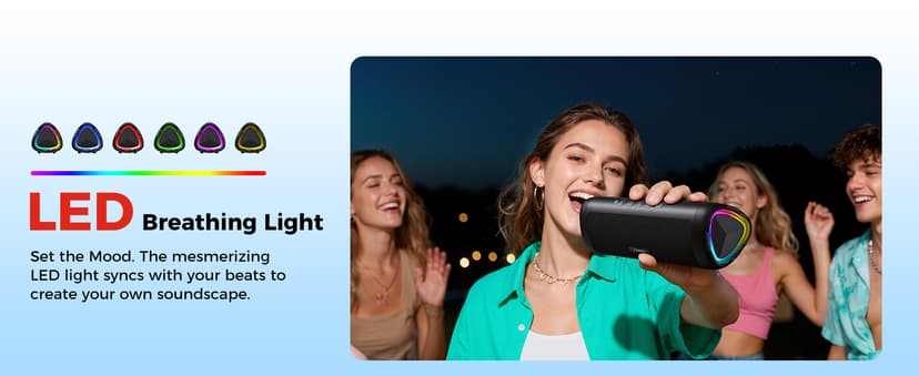 Bluetooth Speaker with HD Sound, Portable Wireless, IPX5 Waterproof, Up to 20H Playtime, TWS Pairing, BT5.3, for Home/Party/Outdoor/Beach, Stocking Stuffers, White Elephant Gifts for Adults (Black)
