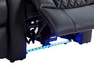 comfiroom Leather Home Theater Seating, Classic Series Game Seats Movie Theater Chairs Recliner Sofa with Type-C USB Charger Port, Bedroom Sofa Chair for Living Room (Black, Row of 1)