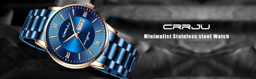 CRRJU Men's Fashion Luxury Stainless Steel Watches for Men Business Auto Date Chronograph Analog Quartz Wristwatches