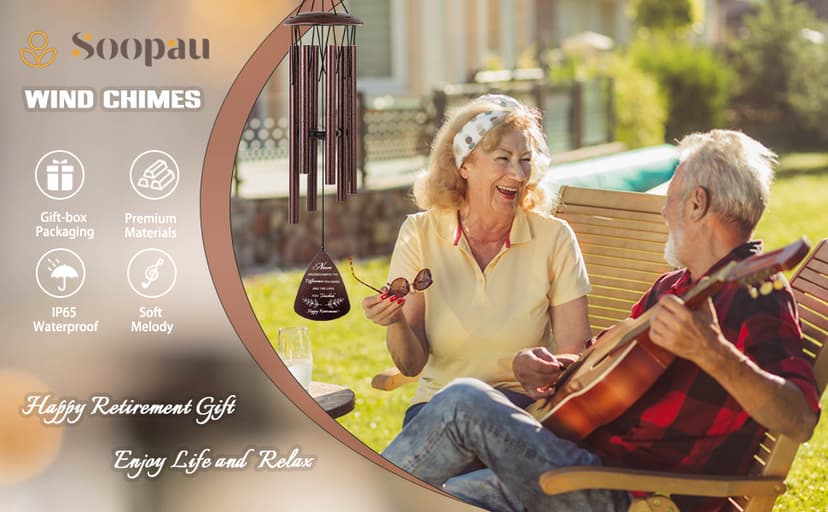 Retirement Gift for Woman Men, 32" Wind Chimes Retirement Gifts, Happy Retirement Gifts for Coworker Colleague Boss Teachers Nurses Friends, Going Away Gifts Retirement Decorations