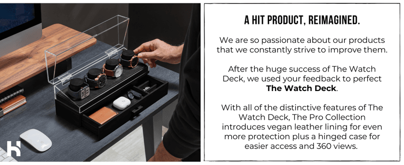 Holme & Hadfield Premium 4-Slot Wooden Watch Display Case – Handcrafted Men’s Watch Box with Accessory Drawer, Hinged Cover, Leather Lining – Birthday Gift for Collectors – Luxury Built to Last