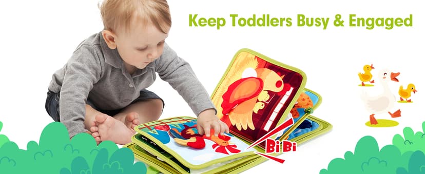1 Year Old Boy Gifts Educational Quiet Activity Books 10 Pages, Toddler Christmas Stocking Stuffers One Year Old Travel Toys hahaland Busy Book for Toddlers 1-3 - Montessori Toys 1 Year Old Busy Board B0CR3FQ58C