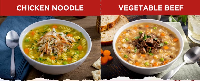 READYWISE - Simple Kitchen, Soup Favorites, Variety Pack, 8 Servings Per Pouch, Soup Mix, Family Size, MRE, Freeze Dried Food, Ready To Eat Meals, Hiking & Backpacking Food, Soup for Family, Pack of 4