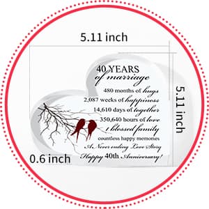 Qunclay 50th Years of Marriage Gift Wedding Anniversary Souvenir Heart Marriage Keepsake Decoration Present for Couple Parent Women Mom Husband Wife He She Friend Grandparents