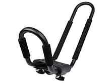 TMS Kayak Roof Racks for 2 Kayaks - Dual Universal Fit Carriers Include Two Sets of Straps for Cars, Trucks and SUVs - Easy to Mount J-Bar Style Carriers for Kayaks Canoes Paddleboards and Surfboards
