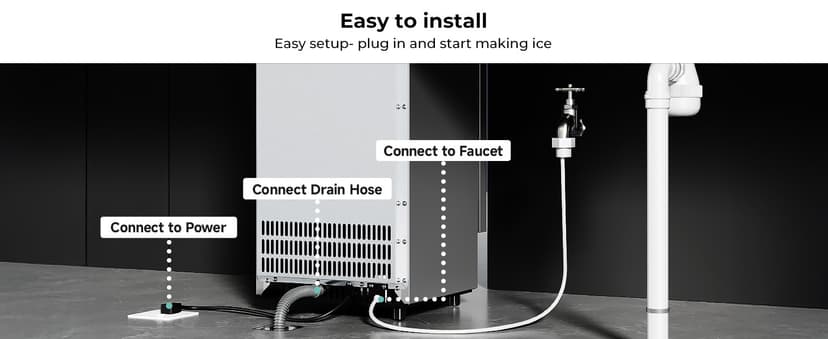 EUHOMY Under Counter Nugget Ice Maker Machine, 70Lbs/Day, Bulit-in Freestanding Ice Maker with Double Ice Baskets, Self-Cleaning & 24H Timer Ice Machine, for Home Use(Silver)
