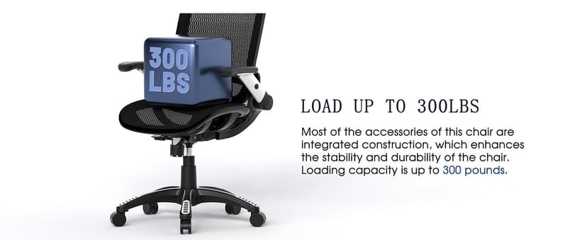 GABRYLLY Ergonomic Office Chair, High Back Home Desk Chair with Headrest, Flip-Up Arms, 90-120° Tilt Lock and Wide Cushion, Big and Tall Mesh Chairs for Man Woman, Black Task Chair