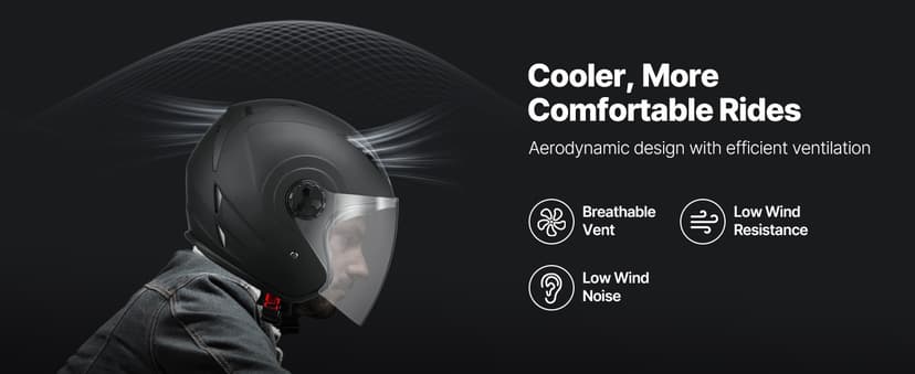 VEVOR Motorcycle Helmet, 3/4 Open Face, Adult Motocross Dirt Bike Helmet with Clear Visor, Comfortable Motorbike Racing Street with Detachable Liner for Men & Women, DOT Approved